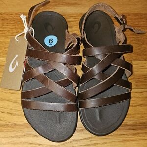 Olukai Ross Hash Brown Strappy Sandals